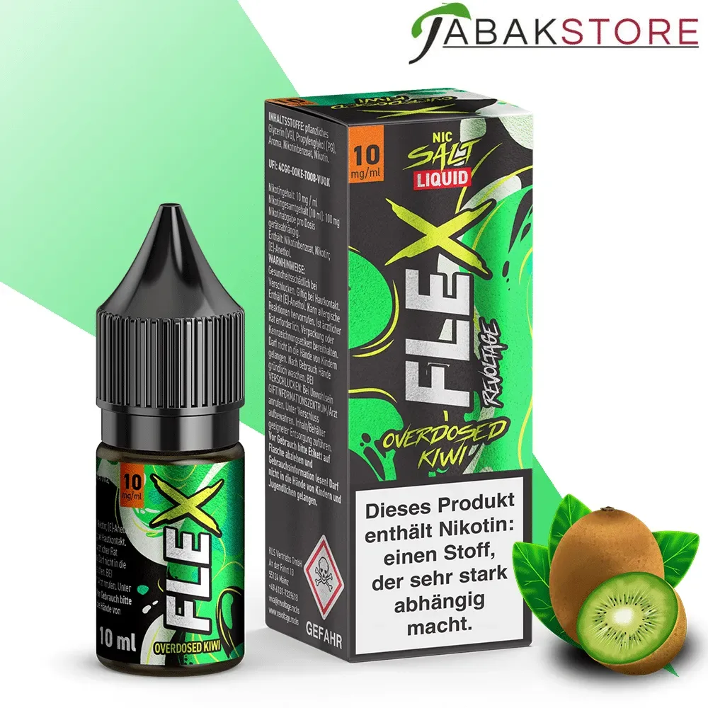 Revoltage – Flex | Overdosed Kiwi | 10ml Liquid | 10mg