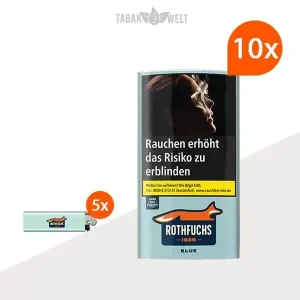 Rothfuchs Blue Drehtabak 10 x Pouch mit Feuerzeugen