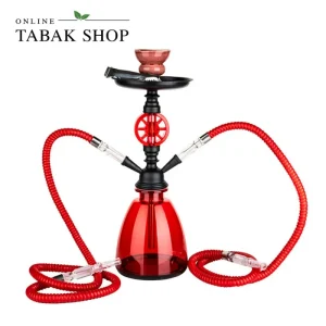 Shisha „One Circle“ in Rot mit 2 Schläuchen, 35 cm