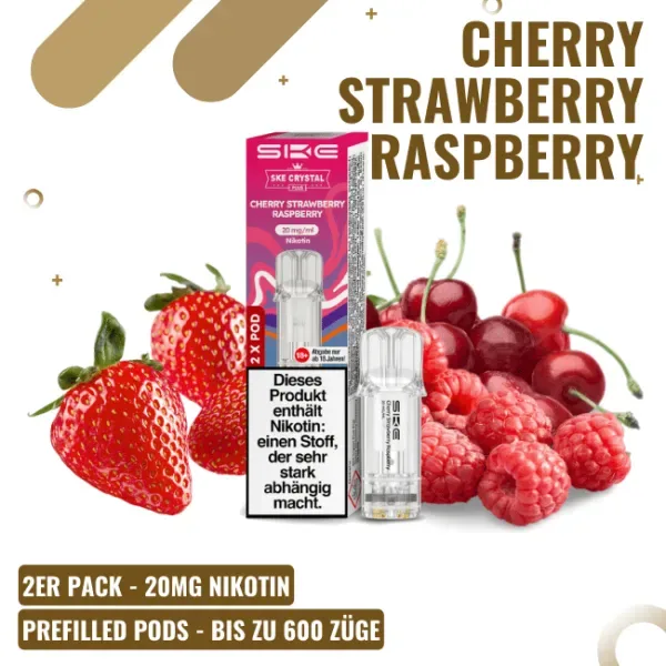 SKE Crystal Plus PODS – Cherry Strawberry Raspberry – 2er Pack – 20mg/ml