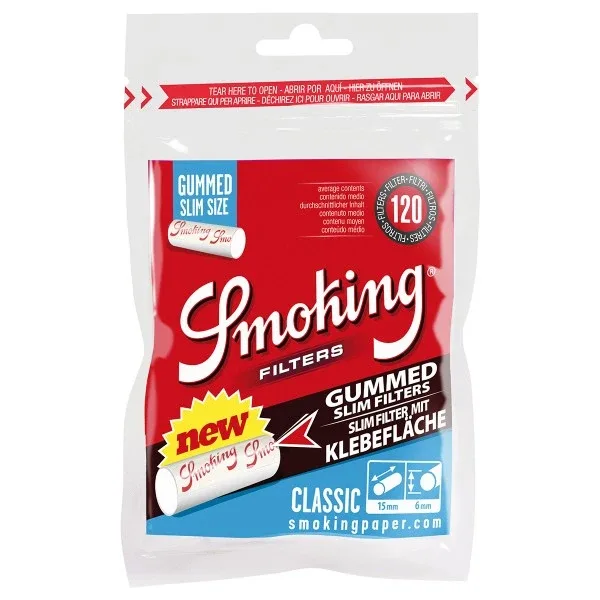 Smoking Classic Slim Gummed Filter (blau) 120er Pack