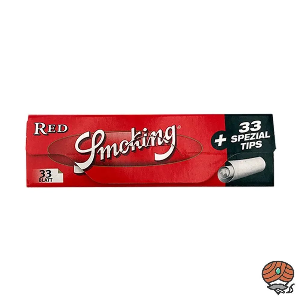 Smoking King Size Red + Filter Tips Zigarettenpapier à 33 Blatt