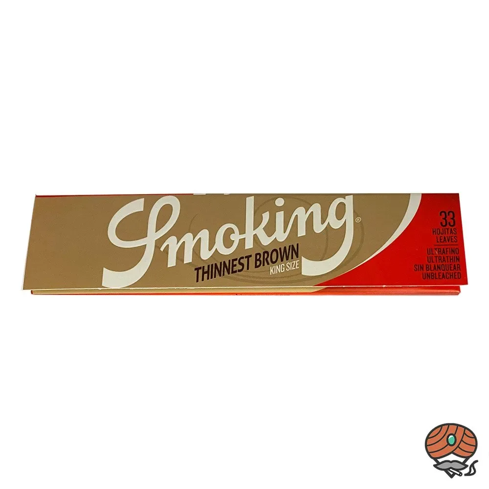 Smoking Thinnest Brown King Size Unbleached Zigarettenpapier Heft à 33 Blatt