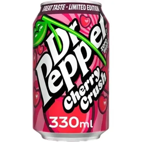 Sweets & Candies: Dr. Pepper Cherry Crush Zero Sugar Limited Edition 330ml Erfrischungsgetränk