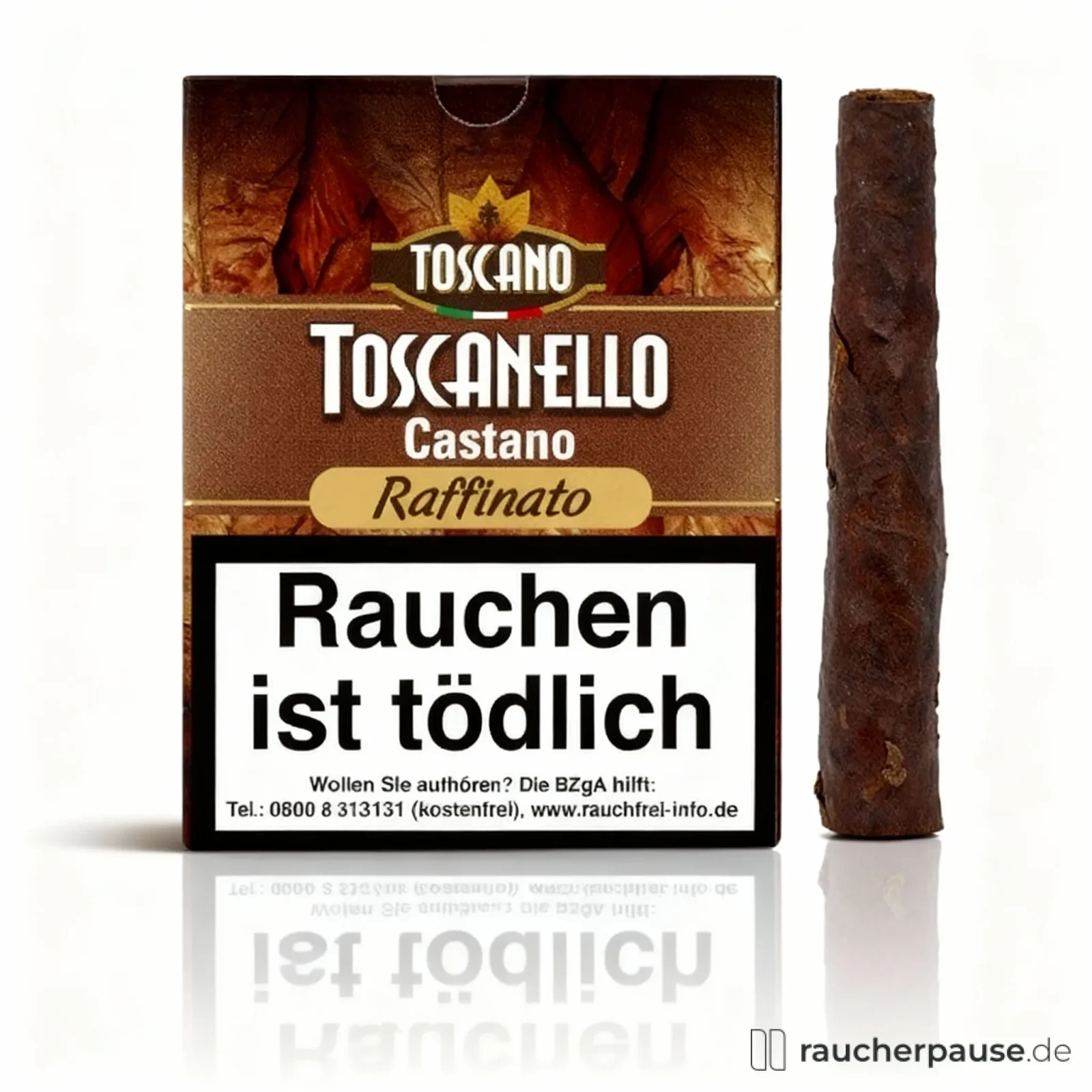 Toscano Toscanello Castano Raffinato Zigarren | 100% Kentucky-Tabak | Geröstete Haselnüsse & Karamell-Aroma | 7,70 cm | 10-15 Minuten Rauchgenuss