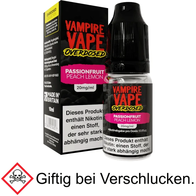 Vampire Vape – Overdosed – Passionfruit Peach Lemon – Nikotinsalz Liquid 20 mg/ml