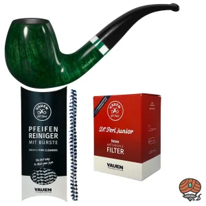 VAUEN Pfeife Clover 1973, grün, samtmatt, 9mm Filter – ANGEBOT mit Zubehör –