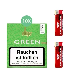 Villiger Zigarillos Long 10 x Green Filter mit Feuerzeugen
