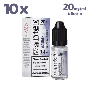 Wanted Overdosed BLAUBEER *20mg/ml* Nikotinsalz 10x 10ml Liquid