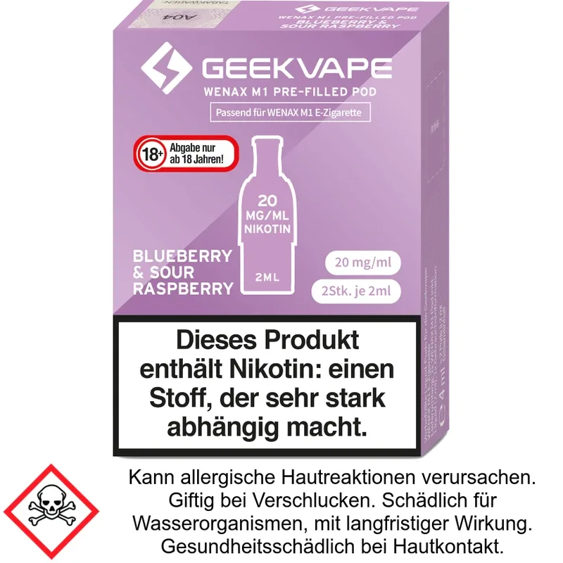 Wenax M1 Pod Blueberry & Sour Raspberry 20 mg/ml (2 Stück) – GeekVape