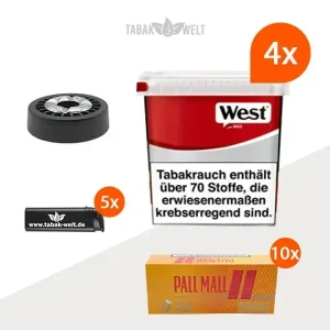 West Red Volumentabak 4x Giga Box mit 2000 Allround Xtra Hülsen