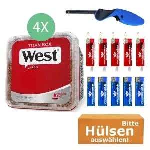West Tabak 4 x Titan Box mit Wählbaren Filterhülsen und Etui