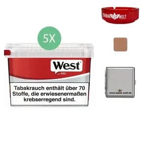 West Tabak Red 5 x Mega Box mit Glasaschenbecher