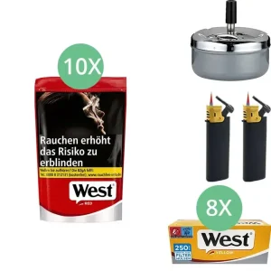 West Tabak XL Red 10 x Beutel mit 2000 Yellow Special Size Hülsen