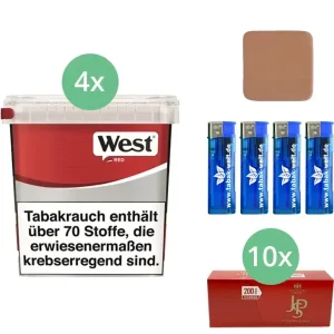 West Volumentabak Red 4 x Giga Box mit 2000 Hülsen
