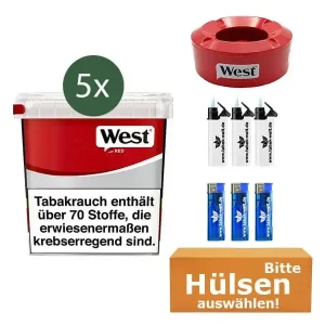 West Volumentabak Red 5x Giga Box mit wählbaren Hülsen