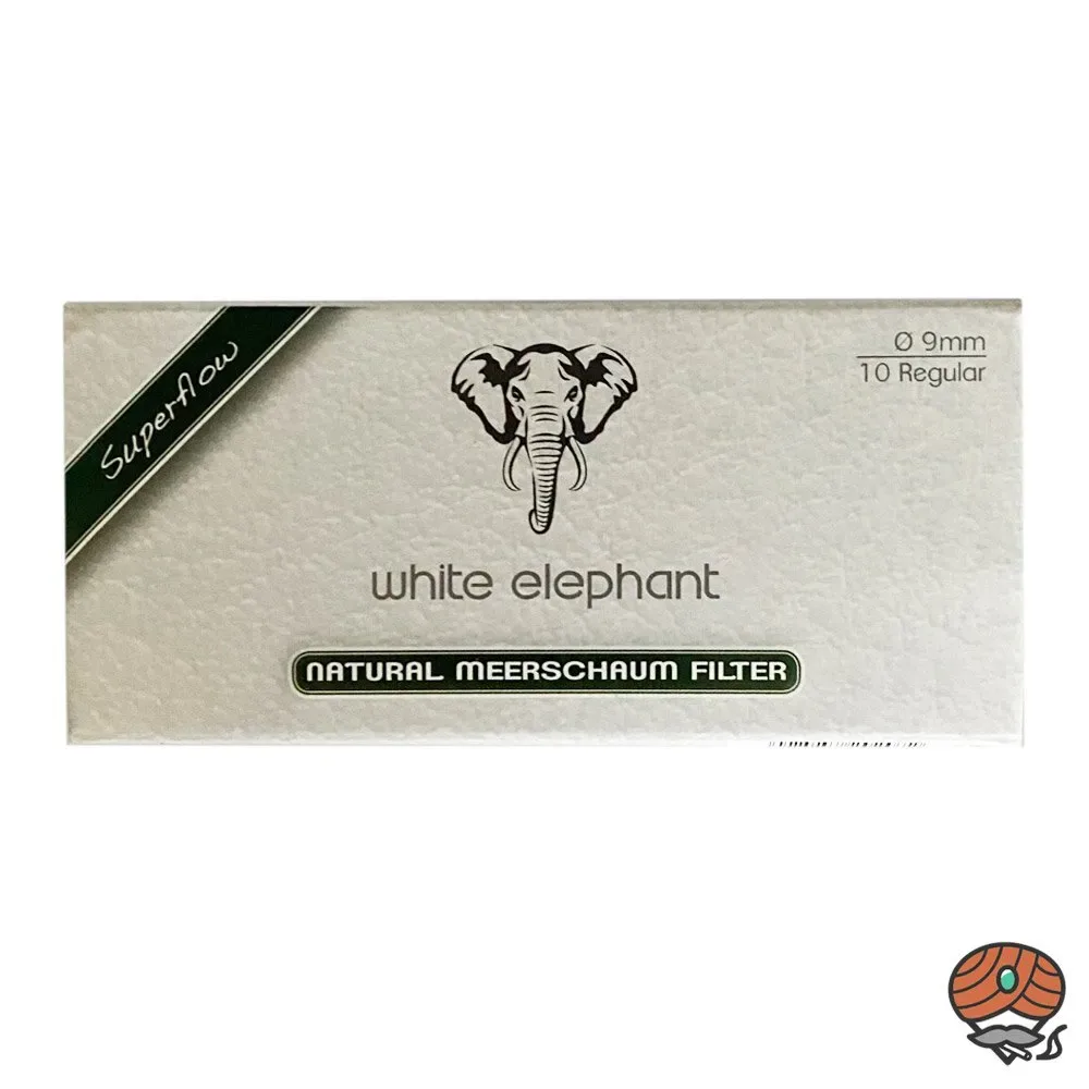 White Elephant Natural Meerschaum Filter, 9mm, 10 Stück