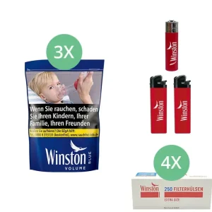 Winston Blue 3 x Beutel mit 1000 Extra Size Hülsen