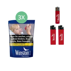 Winston Blue 3 x Beutel mit Clipper Feuerzeugen