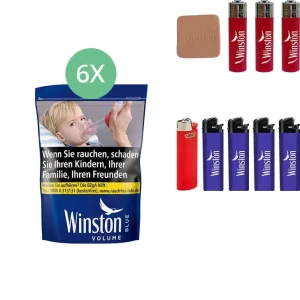 Winston Blue 6 x Beutel mit Feuerzeugen