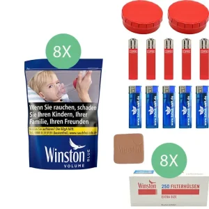 Winston Blue 8 x Beutel 2000 Extra Size Hülsen