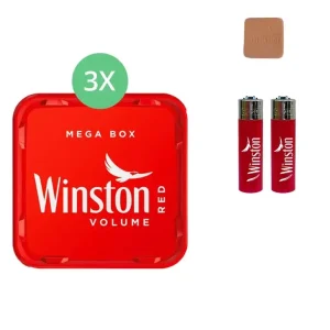 Winston Tabak 3 x Mega Box mit Feuerzeugen
