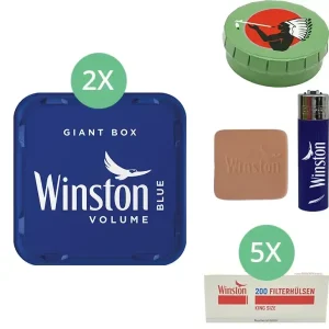 Winston Tabak Blue 2 x Giant Box mit 1000 King Size Hülsen