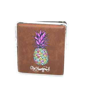 Zigarettenetui für ca. 20 Zigaretten, Lederoptik, Motiv Ananas I´m Awesome, bunt