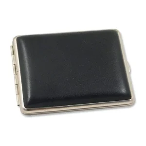 Zigarilloetui 10er aus Kunstleder Metall in schwarz silber