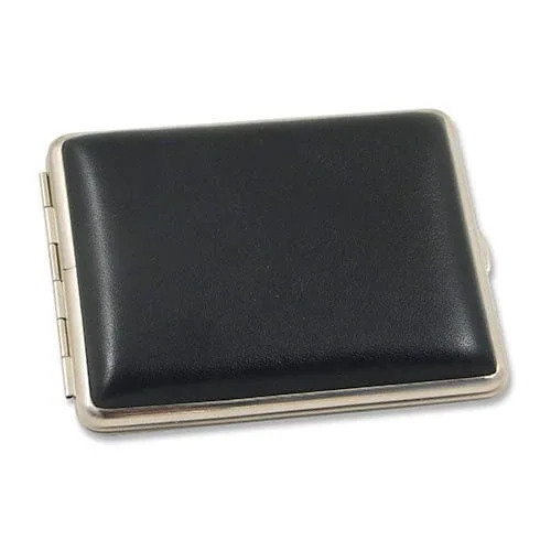 Zigarilloetui 10er aus Kunstleder Metall in schwarz silber