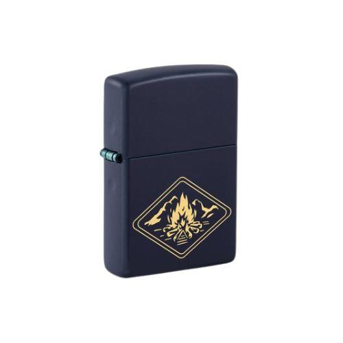 Zippo Feuerzeug Navyblau gelasert Campfire