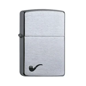 Zippo Pfeifen Benzin-Feuerzeug Pipe chrom mit schwarzer Pfeife, unbefüllt 60001199